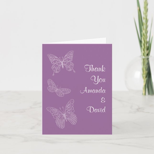 Carte de remerciements à papillon en fibre (violet (Devant)