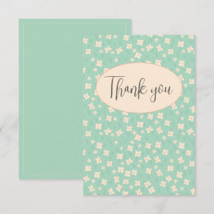 Carte de remerciements à plat floral vert