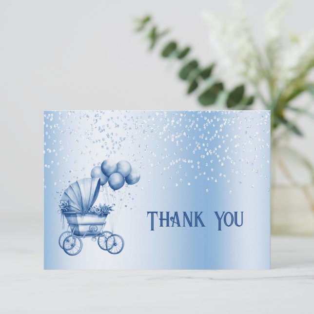 Carte de remerciements à poutre bleue (Debout devant)