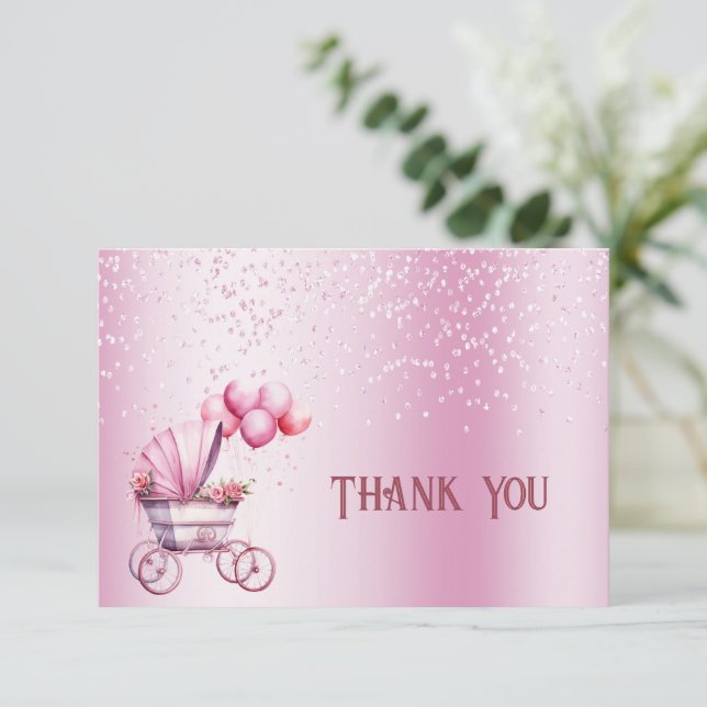 Carte de remerciements à poutre rose (Debout devant)