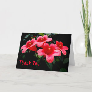 Carte de remerciements à quatre fleurs rouges