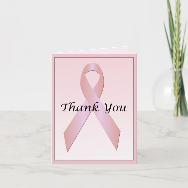 Carte de remerciements à ruban rose du cancer du s (Devant)
