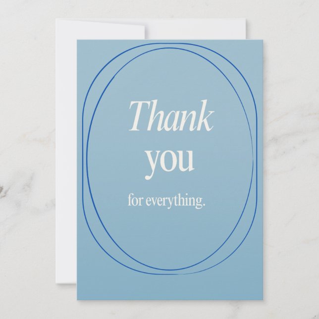 Carte De Remerciements A thank you card for different occasions in blue (Devant)