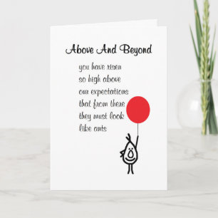 Carte De Remerciements Above And Beyond - an employee appreciation poem