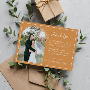 Carte De Remerciements Abricot Orange Floral Simplicité 1 Mariage