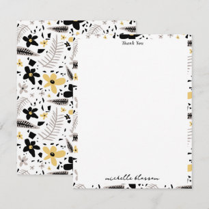 Carte De Remerciements Abstrait Gris jaune noir gris sans joint motif flo