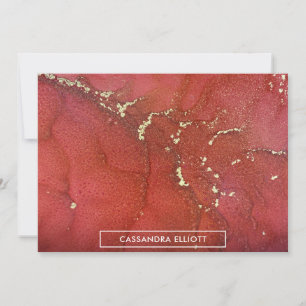 Carte De Remerciements Abstrait Lumineux Rouge & Or Encre d'alcool Liquid