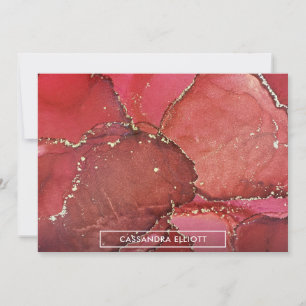 Carte De Remerciements Abstrait Lumineux Rouge & Or Encre d'alcool Liquid