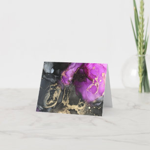 Carte De Remerciements Abstrait rose violet noir or noir Art unique