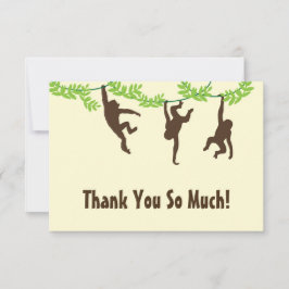 Carte De Remerciements Accrocher l'Merci du singe
