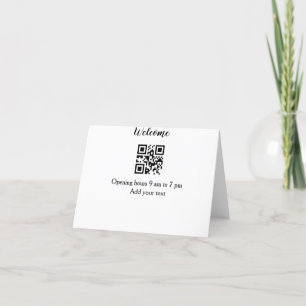 Carte De Remerciements Accueil simple ouverture bienvenue code barre QR a