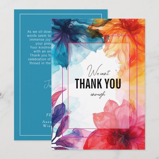 Carte De Remerciements Acier étonnant bleu Anemone Dreamscape Mariage (Devant / Derrière)