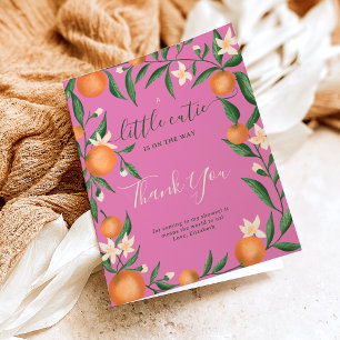 Carte De Remerciements Acitrus botanique orange petite cutie rose