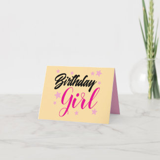 Carte De Remerciements ADD YOUR OWN TEXT Birthday girl pink & beige 