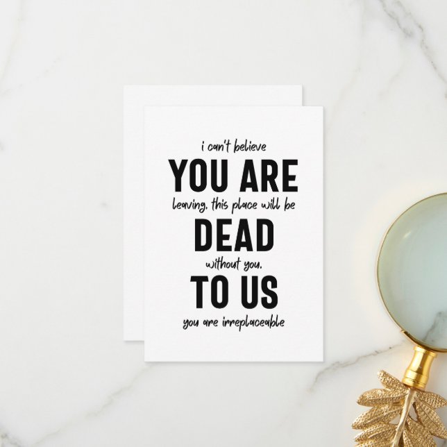 Carte De Remerciements adieu du collègue, retraite, adieu du collègue, (Devant/Arrière en situation)