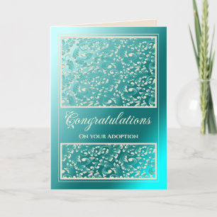 Carte De Remerciements Adoption Félicitations Damask Turquoise Card