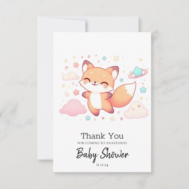 Carte De Remerciements Adorable Baby shower de renard boisé (Devant)