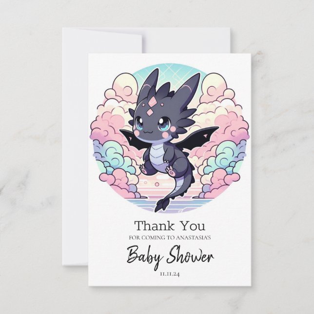 Carte De Remerciements Adorable Baby shower Dragon (Devant)