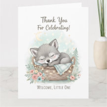 Adorable bébé loup duveteux Baby Shower