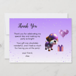Carte De Remerciements Adorable Chien mignon Fête d'anniversaire pour enf