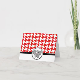 Carte De Remerciements Adorable Elephant personnalisé Red Houndstooth Car