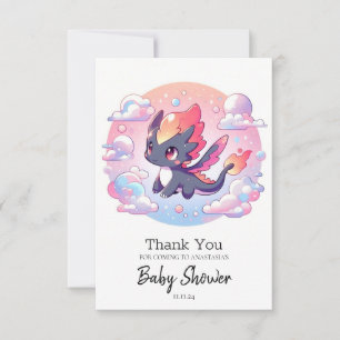 Carte De Remerciements Adorable Fairytale Baby shower Dragon