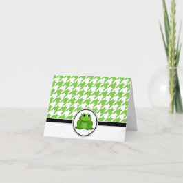 Carte De Remerciements Adorable Froggy personnalisée Green Houndstooth Ca