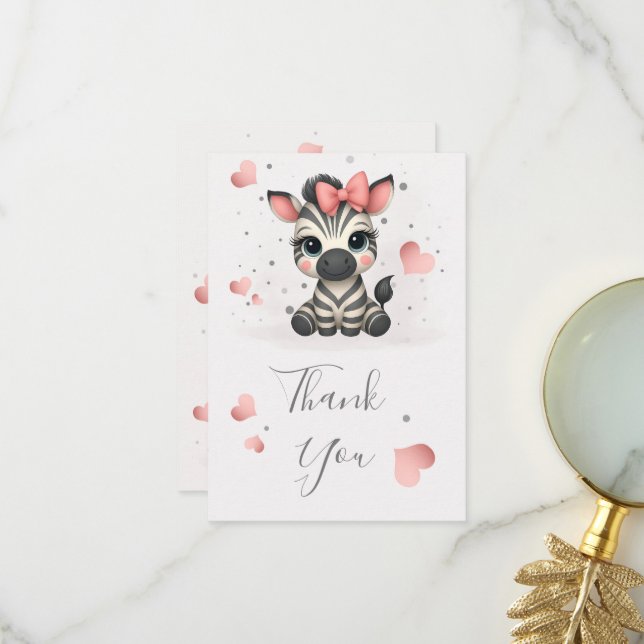 Carte De Remerciements Adorable petit zèbre  (Devant/Arrière en situation)