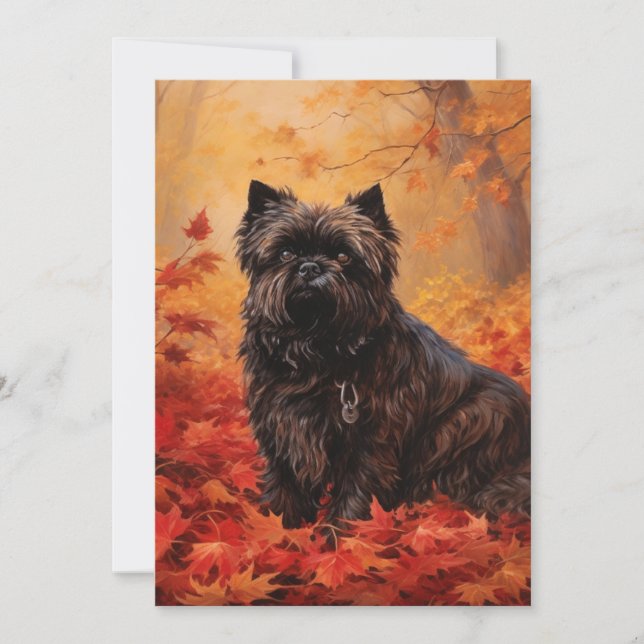 Carte De Remerciements Affenpinscher en automne Feuilles automne Inspiré (Devant)