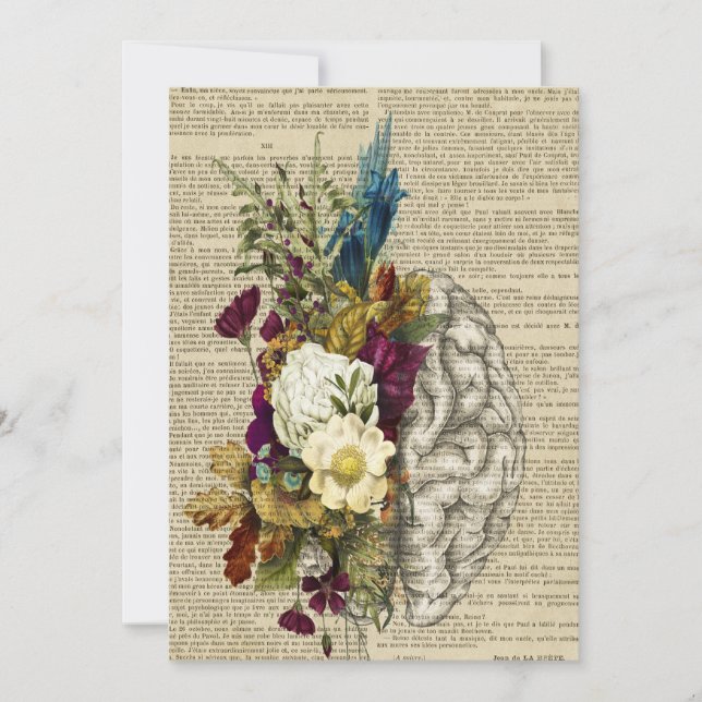 Carte De Remerciements affiche d'anatomie cérébrale florale médicale (Devant)