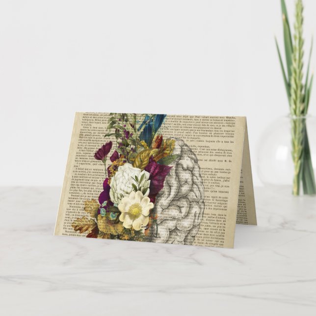 Carte De Remerciements affiche d'anatomie du cerveau floral médical (Devant)