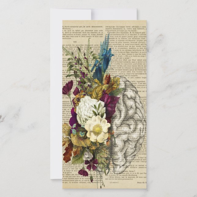 Carte De Remerciements affiche d'anatomie du cerveau floral médical (Devant)