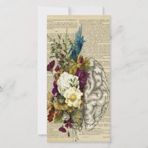 Carte De Remerciements affiche d'anatomie du cerveau floral médical