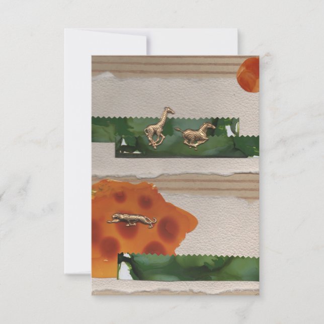 Carte De Remerciements African Animals Red Collage (Devant)