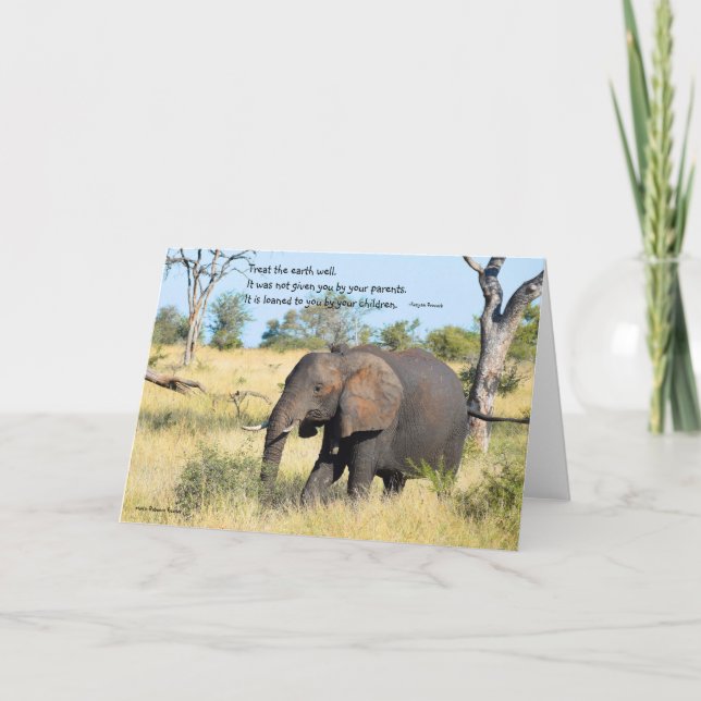 Carte De Remerciements Afrique-éléphant et proverbe kenyan (Devant)