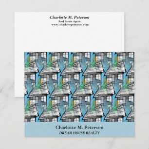 Carte De Remerciements Agent immobilier Motif Maison bleue