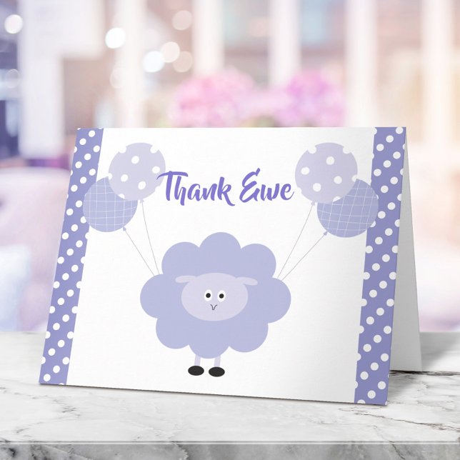 Carte De Remerciements Agneau mauve mou doux Baby shower neutre genre (Créateur téléchargé)