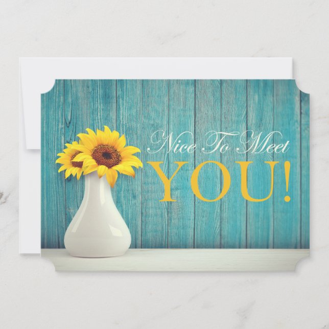Carte De Remerciements Agréable De Vous Rencontrer Tournesol Turquoise Do (Devant)