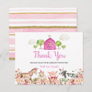 Carte De Remerciements Agritourisme Animaux Barnyard 1er Anniversaire Mer