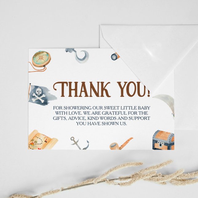 Carte De Remerciements Ahoy C'est un Baby shower de pirates (Créateur téléchargé)