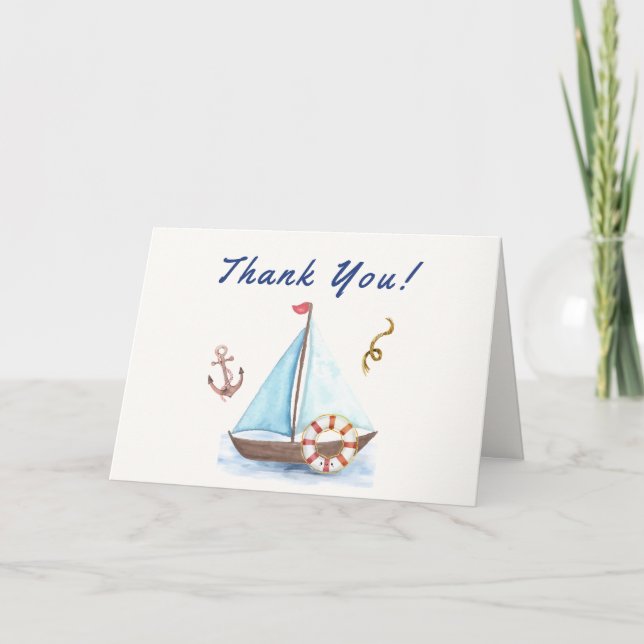Carte De Remerciements Ahoy C'est un Baby shower de voilier nautique (Devant)