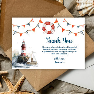 Carte De Remerciements Ahoy C'est un garçon Baby shower nautique