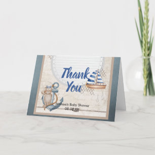 Carte De Remerciements Ahoy c'est un garçon photo de thème nautique