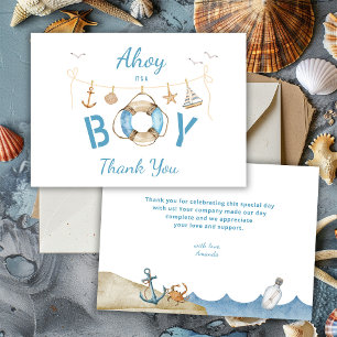 Carte De Remerciements Ahoy nautique C'est un Baby shower garçon