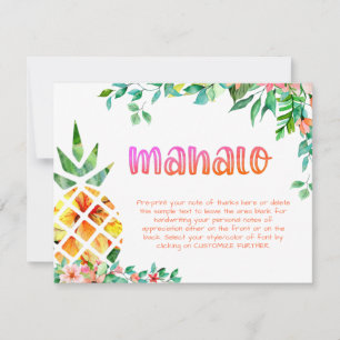 Carte De Remerciements Aiguille tropicale Floral MAHALO