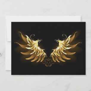 Carte De Remerciements Ailes d'Ange d'or sur arrière - plan noir