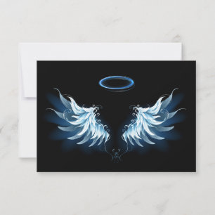 Carte De Remerciements Ailes d'angle brillant bleu sur arrière - plan noi