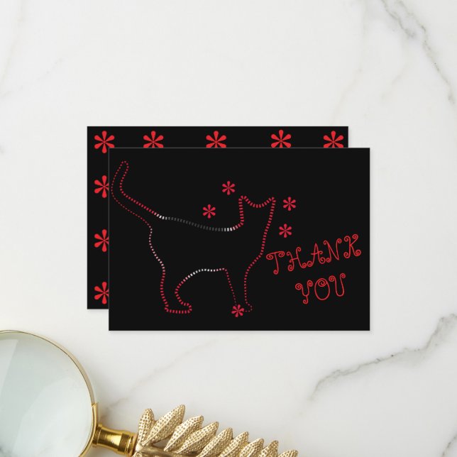 Carte De Remerciements ailurophiles Amoureux de les chats (Devant/Arrière en situation)