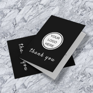 Carte De Remerciements Ajouter Logo l Black & White Script promotionnel