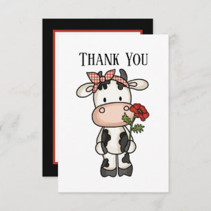 Carte De Remerciements Ajouter un message à la vache mignonne